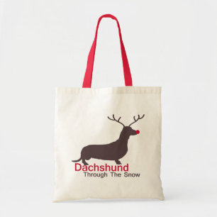 Bolsa Tote Dachshund através da neve