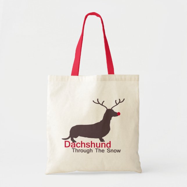 Bolsa Tote Dachshund Através Da Neve (Frente)