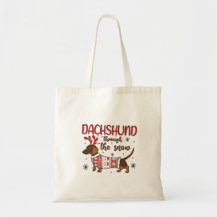 Bolsa Tote Dachshund Através da Neve Amante de Cães de Natal