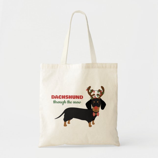 Bolsa Tote Dachshund Através De Cão-De-Boca-Neve (Frente)