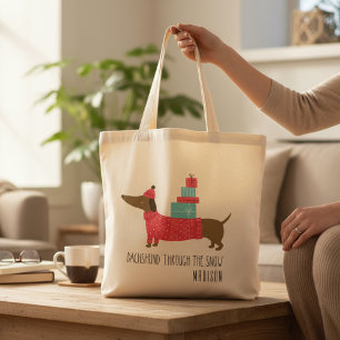 Bolsa Tote Dachshund Através Do Nome Da Diversão Do Cão De