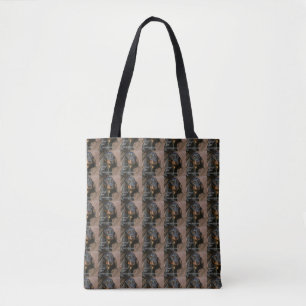Bolsa Tote dachshund black e tan love w pic