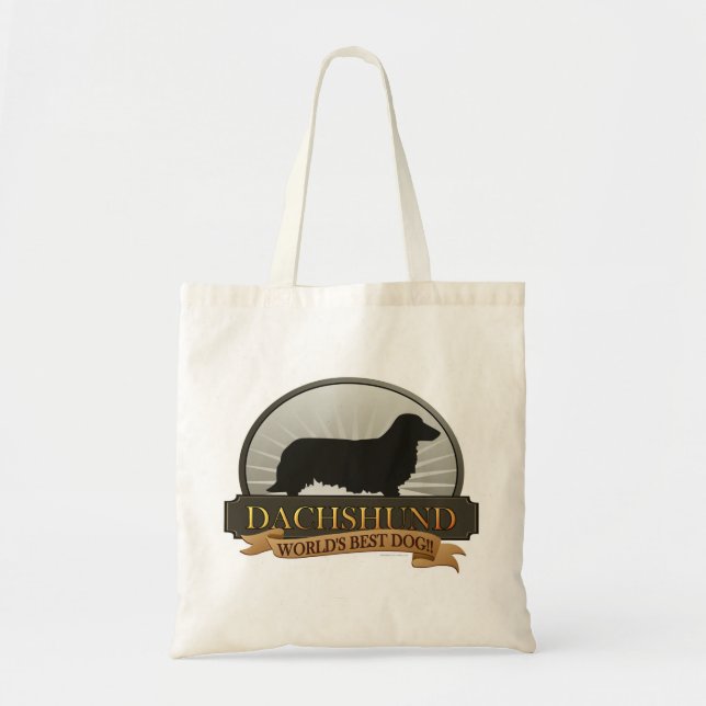 Bolsa Tote Dachshund [Cabelo Longo] (Frente)