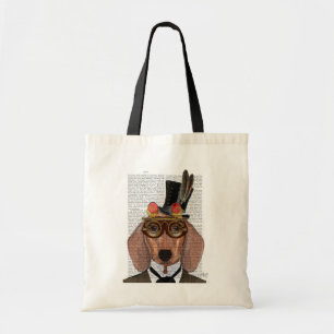 Bolsa Tote Dachshund com chapéu e óculos