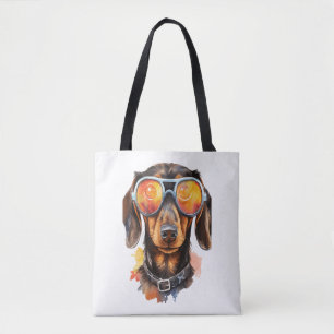 Bolsa Tote Dachshund com óculos de sol