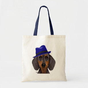 Bolsa Tote Dachshund Com Trilho Azul