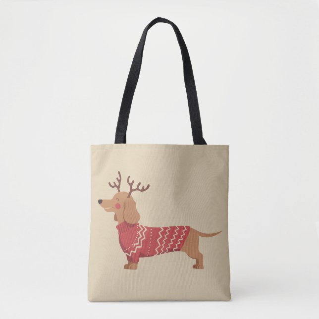 Bolsa Tote Dachshund Dachshund, Proprietário de Cães de Natal (Frente)