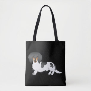 Bolsa Tote Dachshund De Cabelo Longo, Preto E Tano,