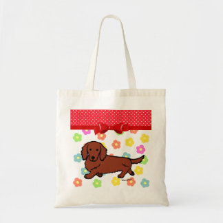 Bolsa Tote Dachshund de cabelos compridos vermelho 1