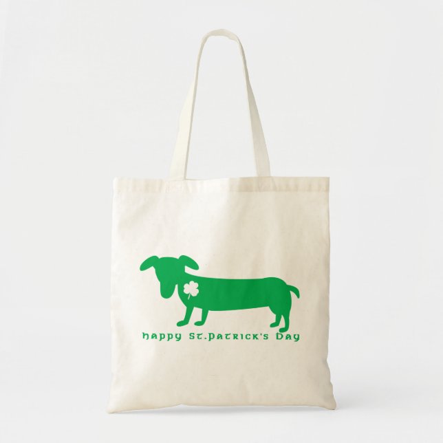 Bolsa Tote Dachshund do dia de St Patrick feliz (Frente)