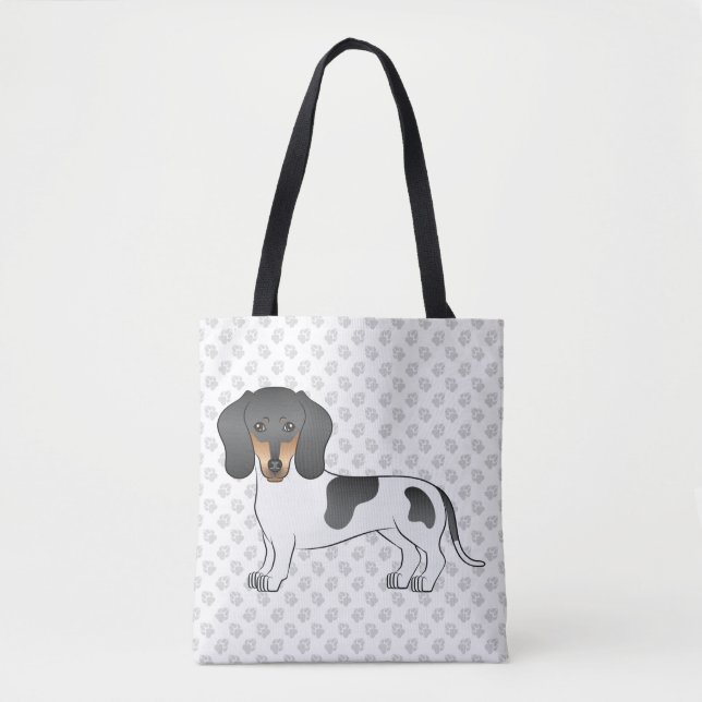 Bolsa Tote Dachshund E Patas De Cabelo Curto Preto E Bronzead (Frente)