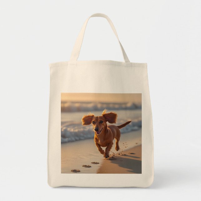 Bolsa Tote Dachshund Elegant Grocery Tote Bag (Frente)