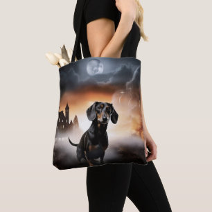 Bolsa Tote Dachshund Halloween Assustador