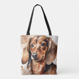 Bolsa Tote Dachshund marrom