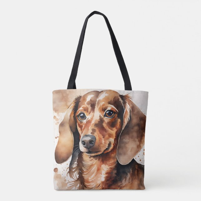 Bolsa Tote Dachshund marrom (Verso)