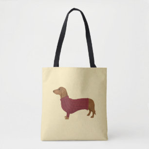 Bolsa Tote Dachshund No Sweater Vermelho