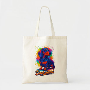 Bolsa Tote Dachshund Pop Art Vibrante – Cão Neon Colorido