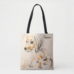 Bolsa Tote Dachshund Puppy Water Color Toad Bag