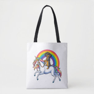 Bolsa Tote Dachshund Unicorn T shirt Girls Space Galaxy Rainb