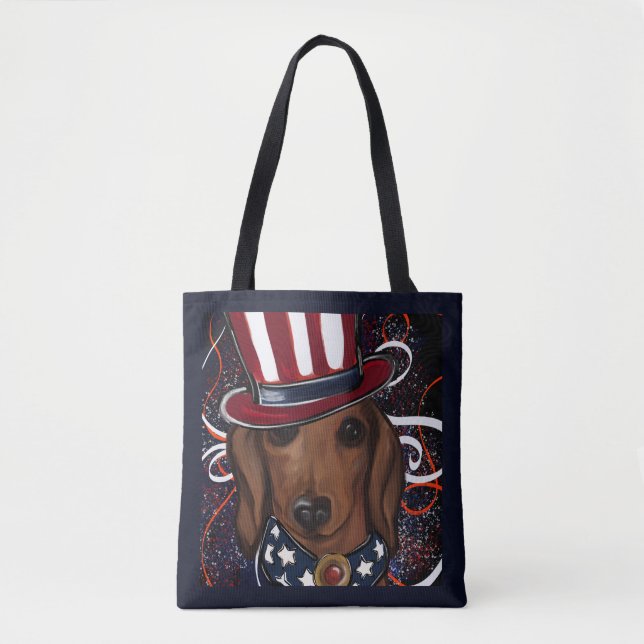 Bolsa Tote Dachshund Vermelho (Frente)