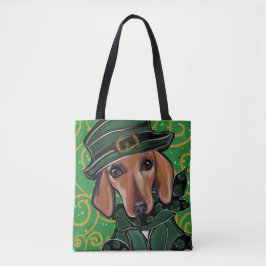BOLSA TOTE DACHSHUND VERMELHO DIA DE SÃO PATRÍCIO