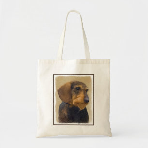 Bolsa Tote Dachshund (Wirehaired): Pintura original de cães