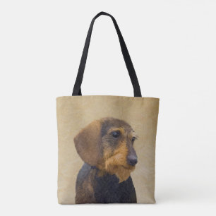 Bolsa Tote Dachshund (Wirehaired): Pintura original de cães
