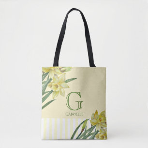 Bolsa Tote Daffodils De Aquarela Flor Monograma De Retrato