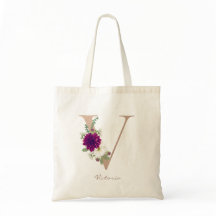 Dahlia buquê floral monograma com rosa de ouro, le