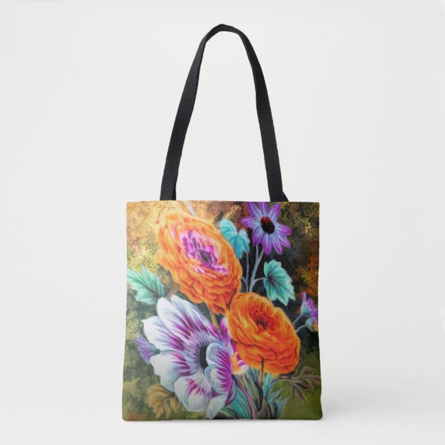 Bolsa Tote Dahlia e floral da horta de margarida (Frente)