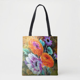 Bolsa Tote Dahlia e floral do jardim das flores da margarida