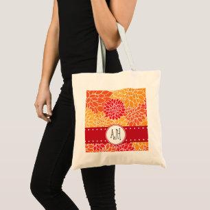 Bolsa Tote Dahlia Flowers, Orange Dahlia, Monograma