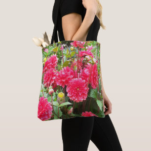 Bolsa Tote Dahlias cor-de-rosa profundo