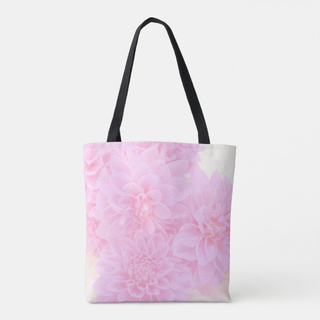 Bolsa Tote Dahlias Em Rosa Suave (Verso)