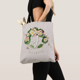 Bolsa Tote Daisies Wreath com Monograma e Nome para Personali