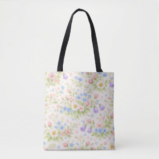 Bolsa Tote Daisy, Bellflower & Blue Blossom Botânica
