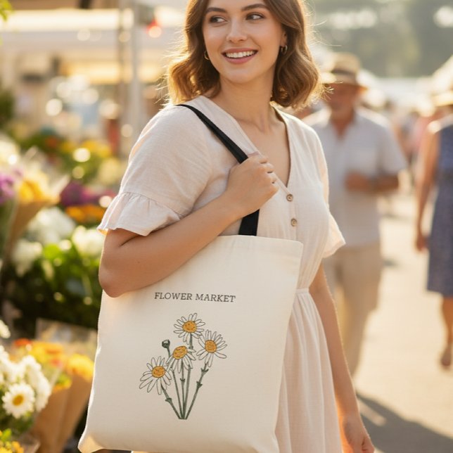 Bolsa Tote Daisy Canvas Bag, Teacher Tote Bag (Criador carregado)