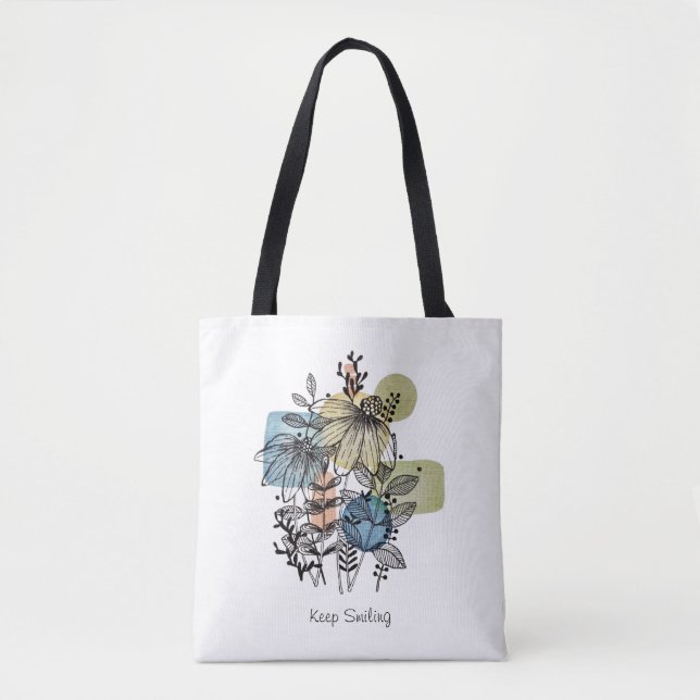 Bolsa Tote Daisy Doodle Em Tinta E Aquarela (Frente)