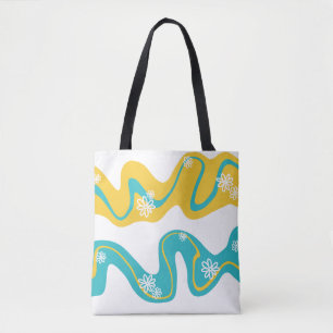 Bolsa Tote Daisy Groove - Turquesa e amarelo
