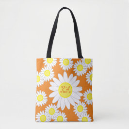 Bolsa Tote Daisy Monograma Laranja Branco e Saco Amarelo