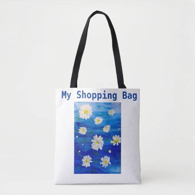 Bolsa Tote Daisy Painting (Imagem de margarida) projetada par (Frente)