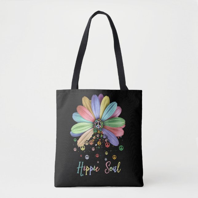 Bolsa Tote Daisy Peace Sign Hippie Soul Flower Lovers (Frente)