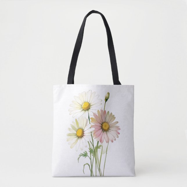 Bolsa Tote Daisy Watercolor Flower Modern Professional (Frente)