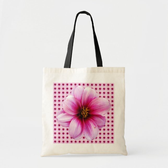 Bolsa Tote Dália cor-de-rosa floral botânica (Frente)