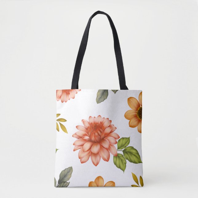 Bolsa Tote Dália Flamejante em Flor (Frente)
