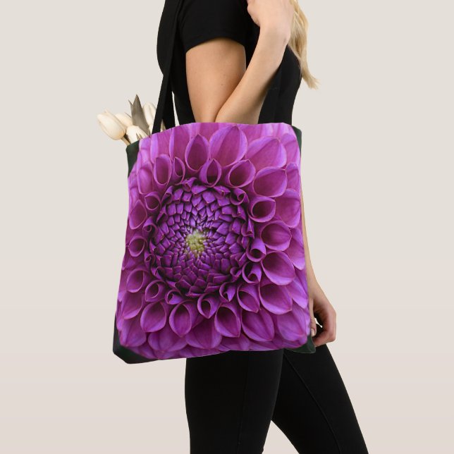 Bolsa Tote Dália Floral Bola Roxa (Close Up)