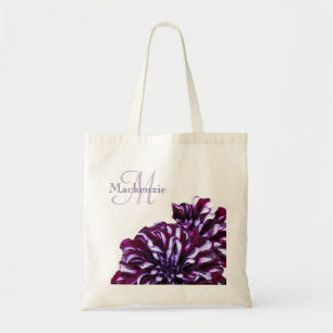 Bolsa Tote Dália roxa-esbelta flores monograma nome personali