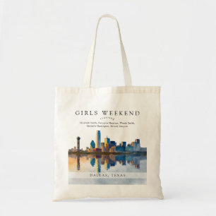 Bolsa Tote Dallas Skyline Aquarela Fim de Semana das Meninas