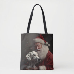 Bolsa Tote Dalmácia com Papai Noel Natal Festivo