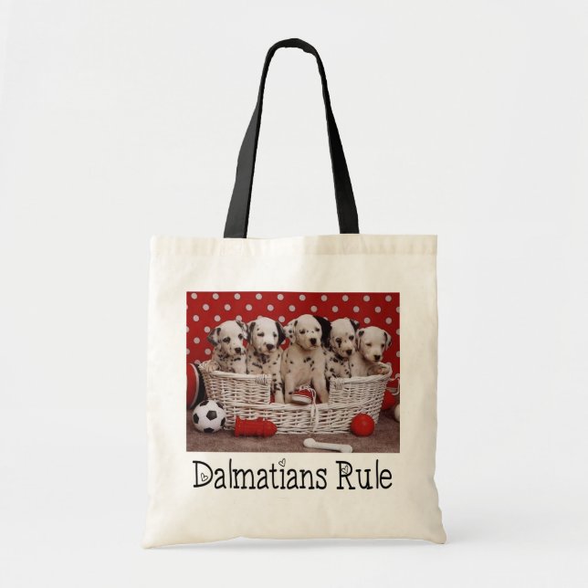 Bolsa Tote Dalmatianos Cão Cachorro Amor - Pontos Pretos e Br (Frente)